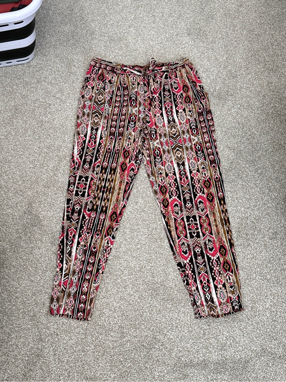 Joe B Multicolor Aztec-Print Rayon Joggers - Pink, Brown, Black, Cream